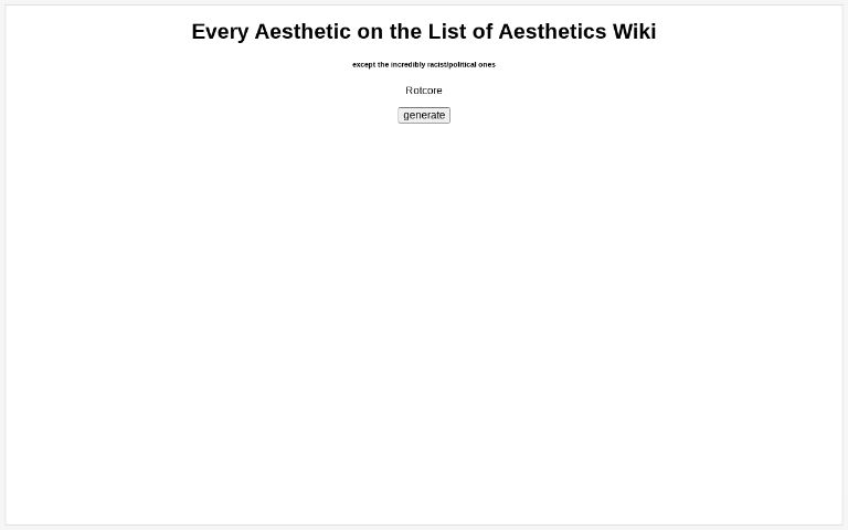 Every Aesthetic on the List of Aesthetics Wiki ― Perchance Generator