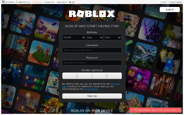 Litterally Roblox ― Perchance Generator