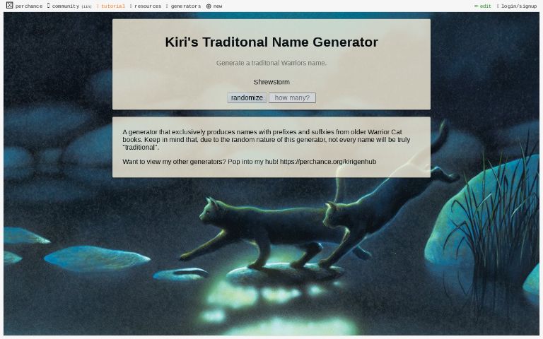 Warrior Cats Names Generator ― Perchance