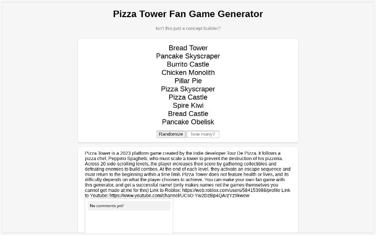 Pizza Tower Fan Game Generator