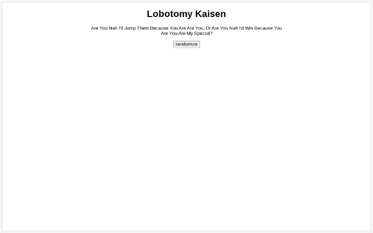 Lobotomy Kaisen ― Perchance Generator