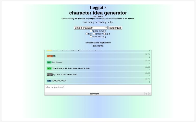 character idea generator ― Perchance