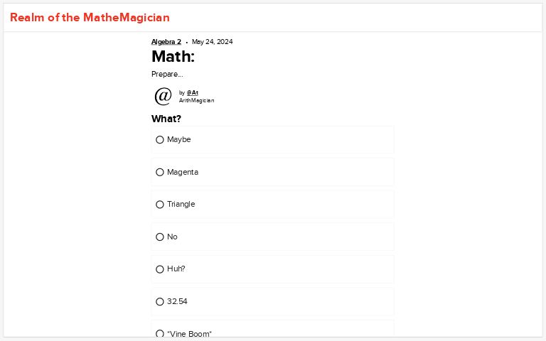 Random Math Quiz ― Perchance Generator