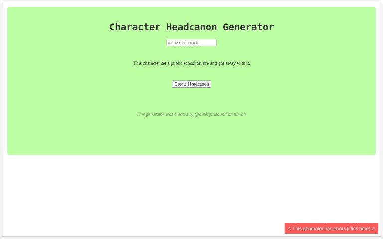 Character Headcanon Generator