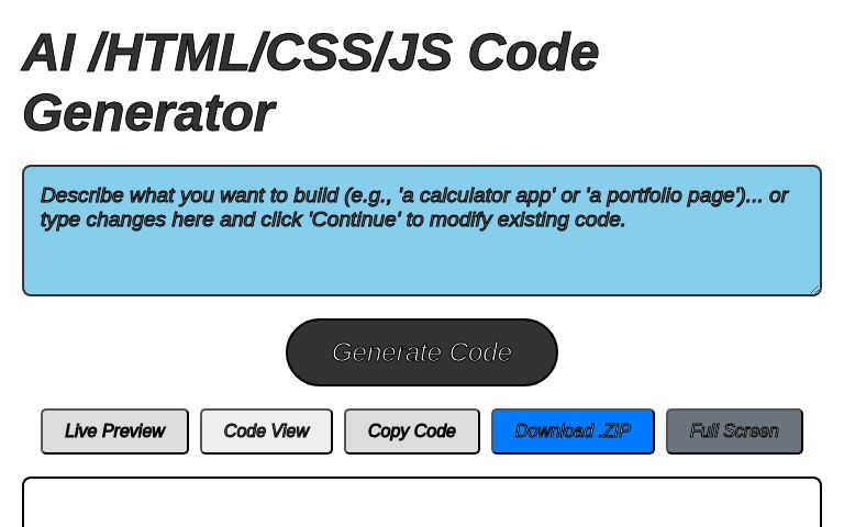 AI /HTML/CSS/JS Code Generator