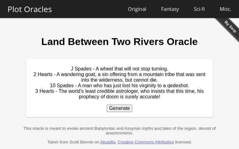 Land Between Two Rivers Oracle ― Perchance Generator