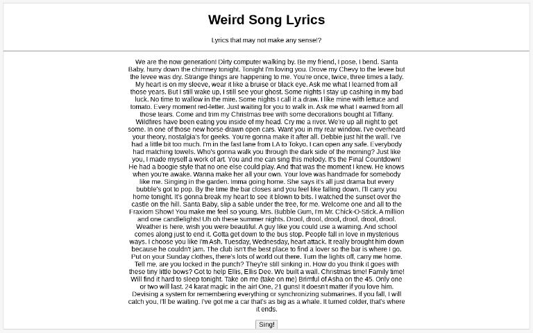 weird-song-lyrics-perchance-generator
