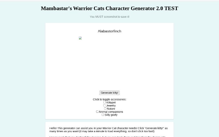 mambastar-s-warrior-cats-character-generator-2-0-test