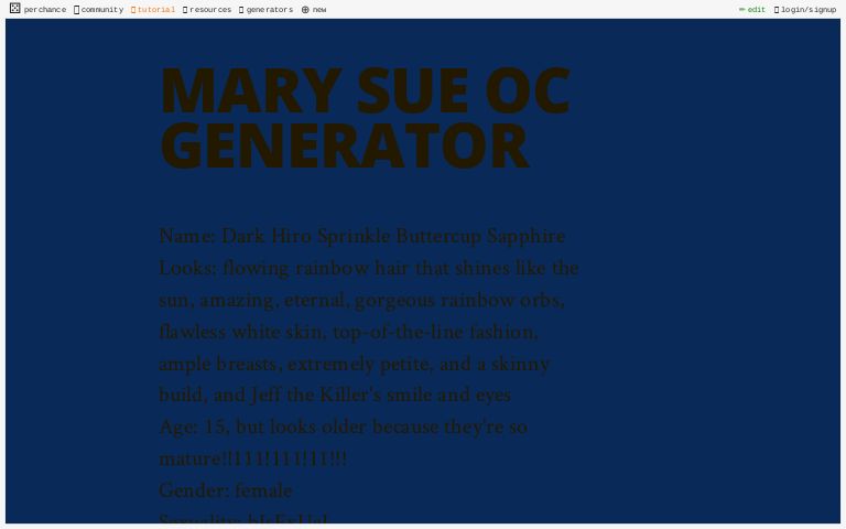 Mary Sue ― Perchance Generator