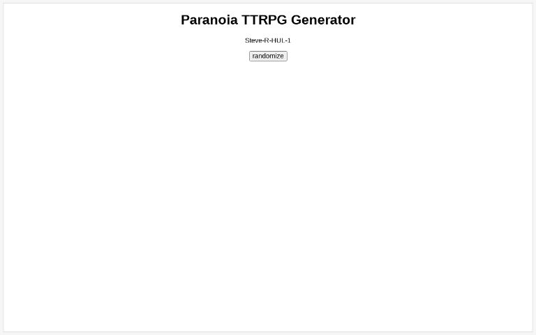 Paranoia TTRPG Generator