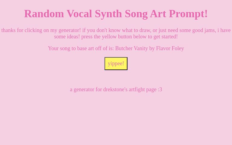 Random Vocal Synth Song Art Prompt! ― Perchance Generator