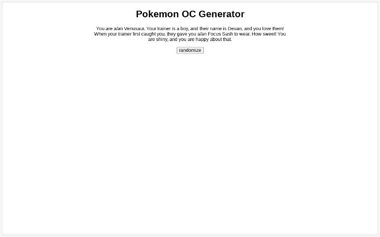 Pokemon OC Generator