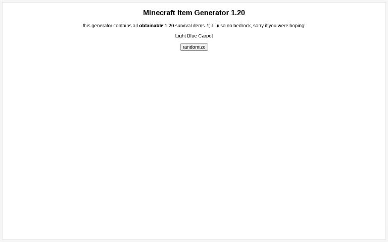 Minecraft Item Generator 1.20