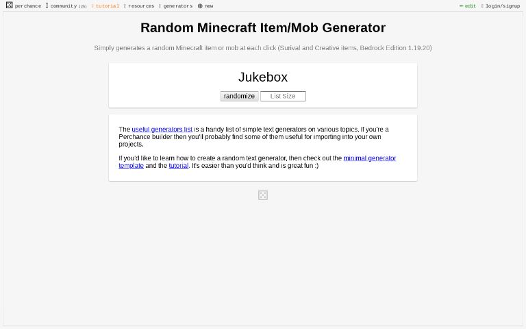 Random Minecraft Item/Mob Generator