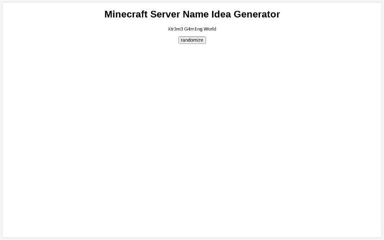 Minecraft Server Name Idea Generator