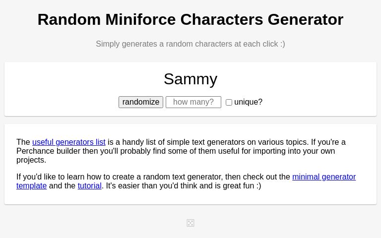Random Miniforce Characters Generator