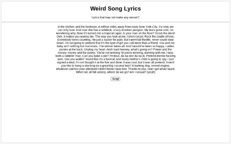 weird-song-lyrics-perchance-generator