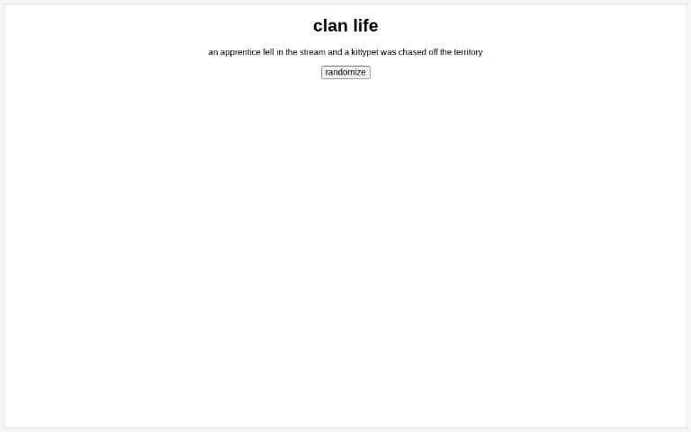 clan life ― Perchance Generator