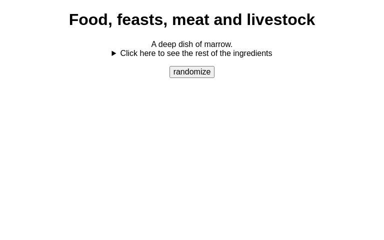 Food, feasts, meat and livestock ― Perchance Generator