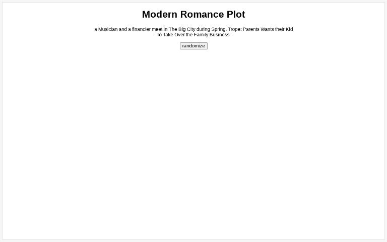 Modern romance plot perchance generator