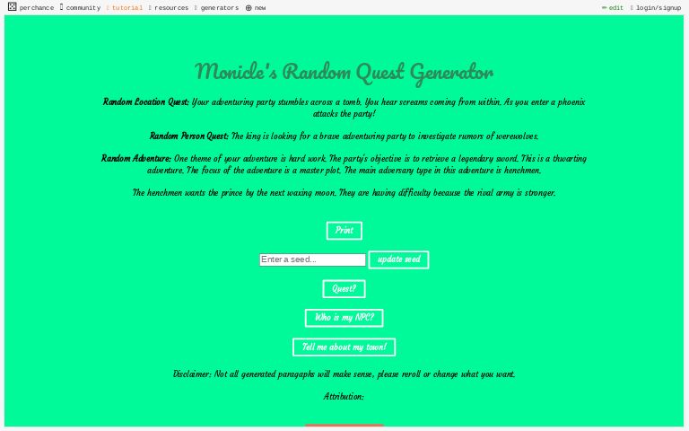 Monicle's Random Quest Generator