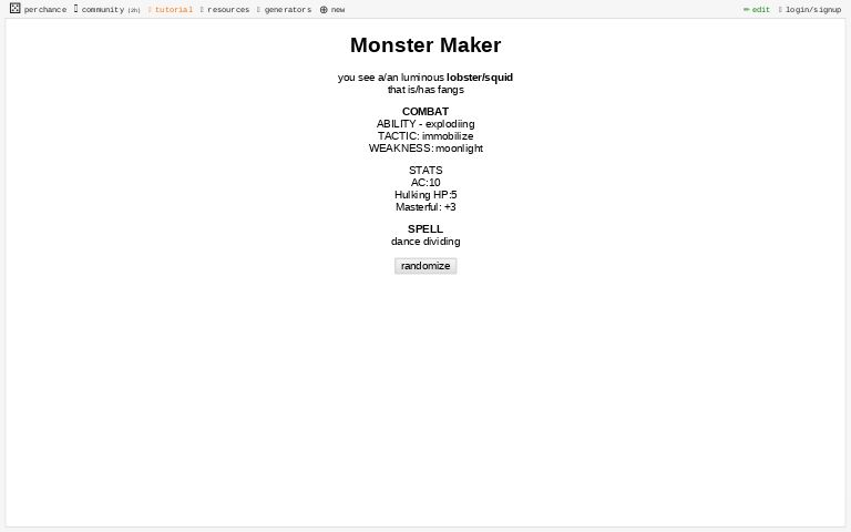 Monster Maker ― Perchance Generator