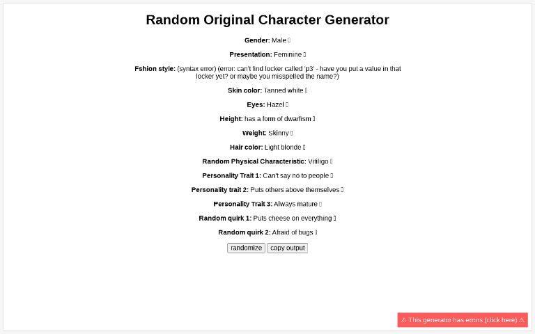 Random Original Character Generator