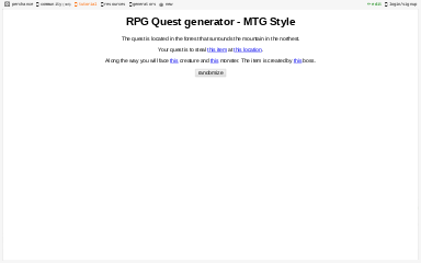 RPG Quest generator - MTG Style