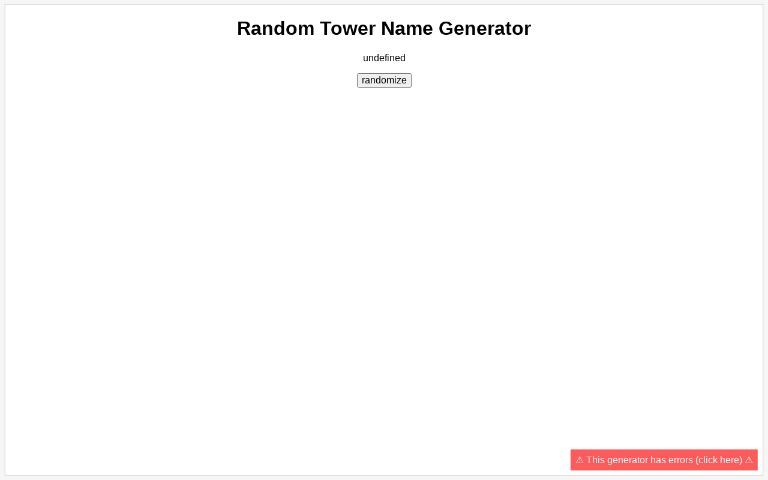 Random Tower Name Generator ― Perchance