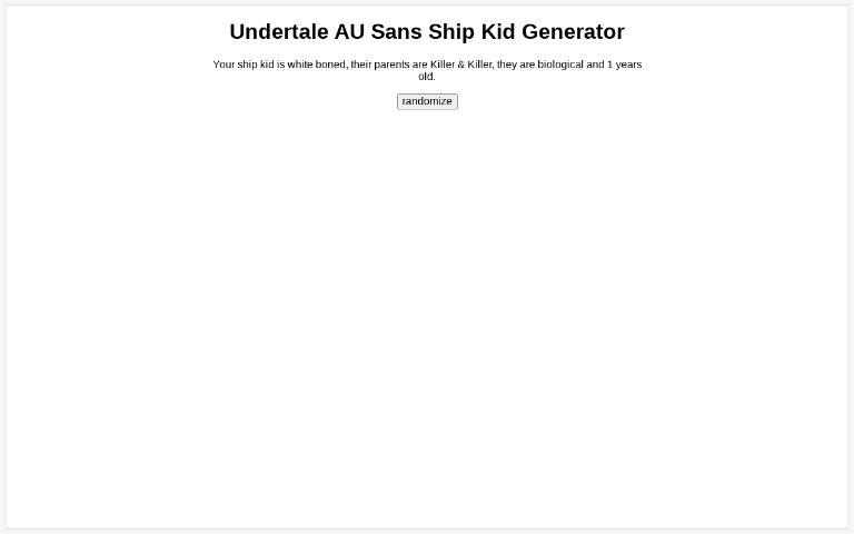 Undertale AU Sans Ship Kid Generator