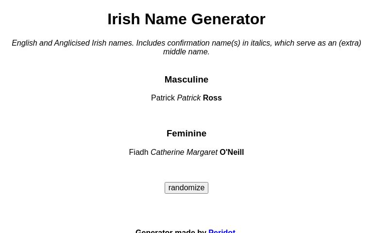 Irish Name Generator