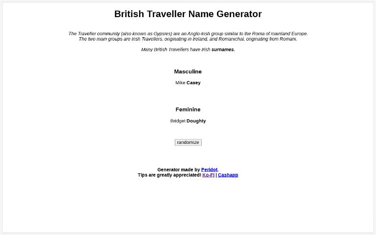british traveller names