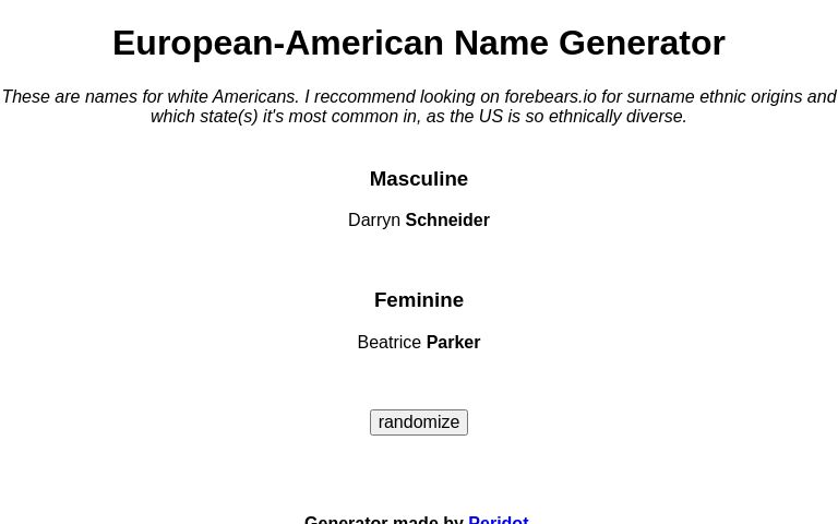 European American Name Generator Perchance