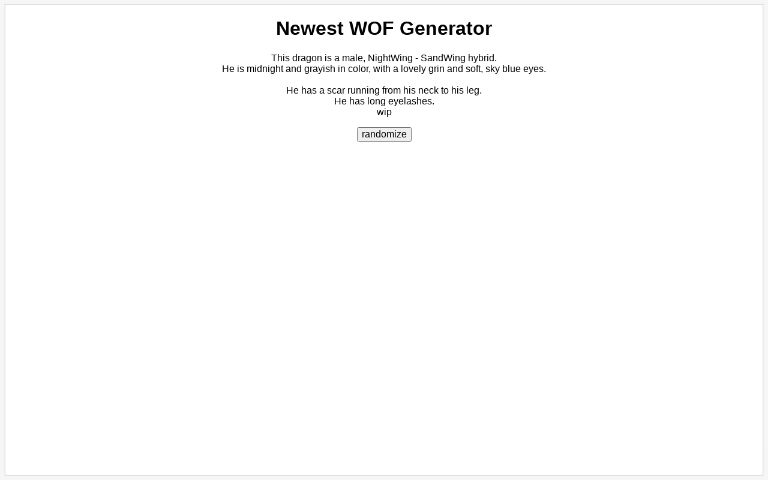 Newest WOF Generator