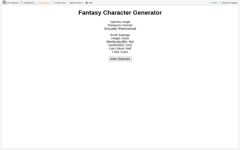 Fantasy Character Generator
