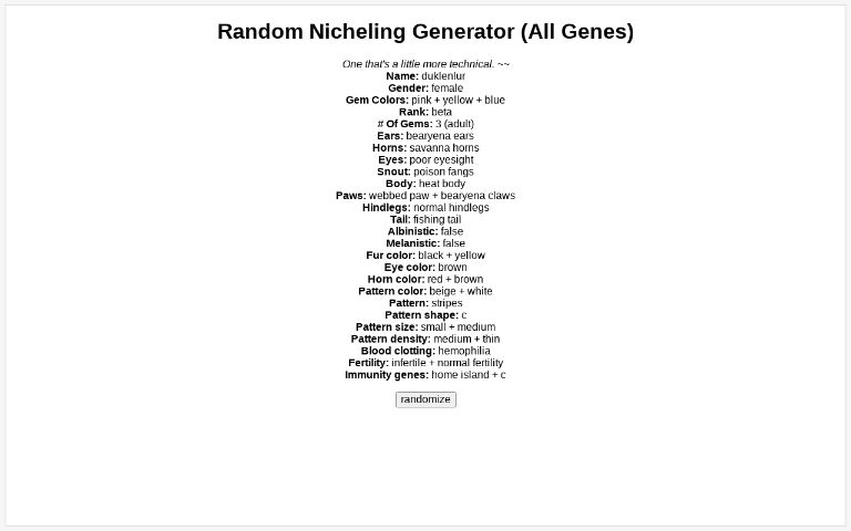 Random Nicheling Generator (All Genes)
