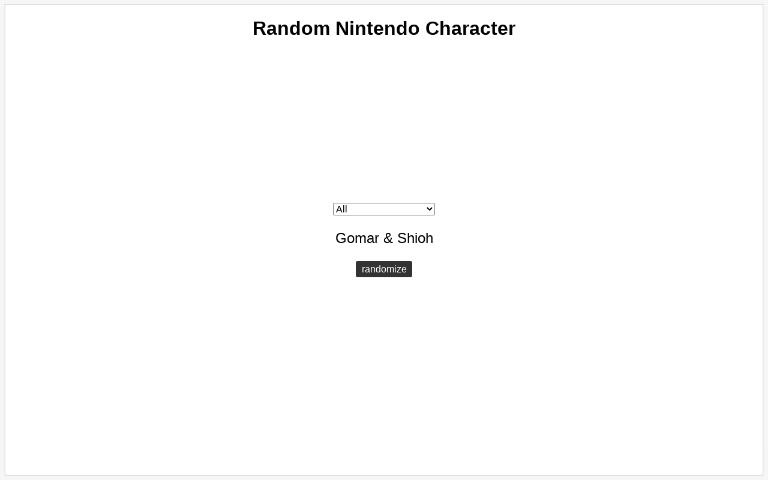 Random Nintendo Character Perchance Generator