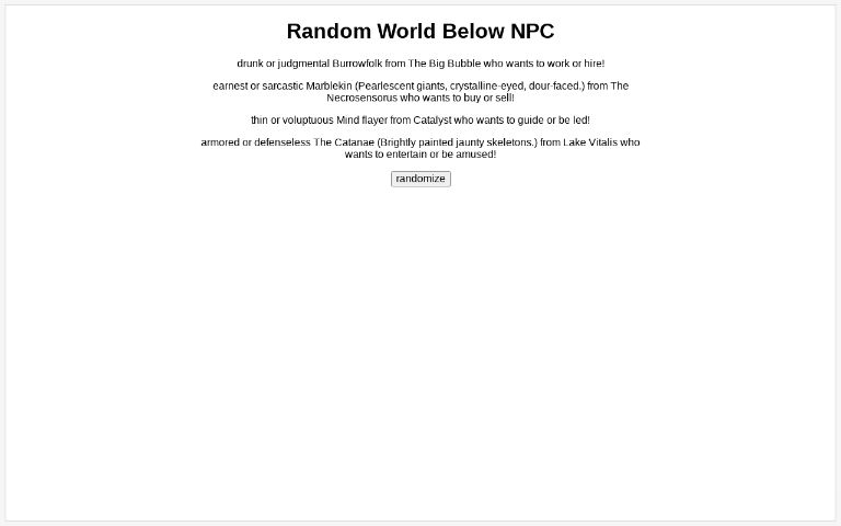 Random World Below NPC ― Perchance Generator