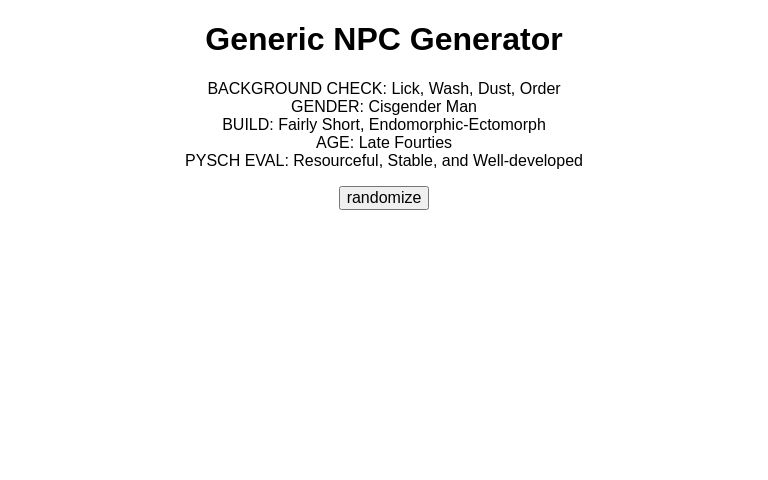 NPC Creator ― Perchance Generator