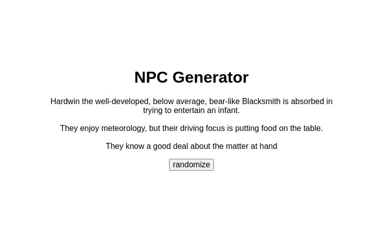 npc known ― Perchance Generator