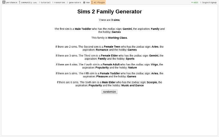 Sims 2 Family Generator