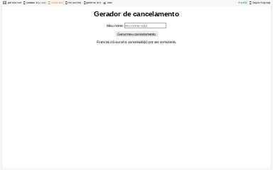 Gerador de cancelamento ― Perchance Generator