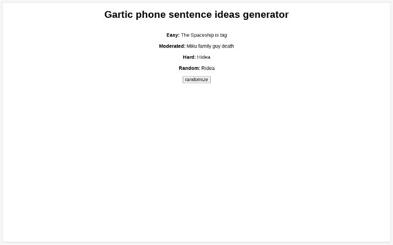 Gartic Phone Sentence Ideas Generator