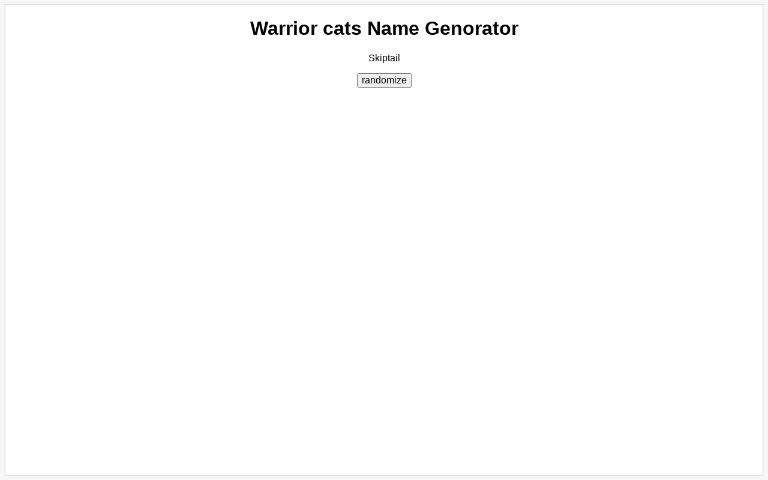 Warrior cats Name Genorator ― Perchance Generator