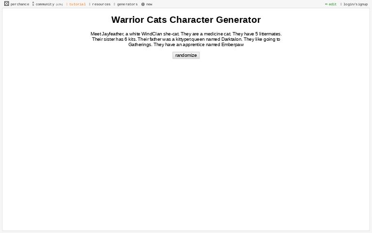 Warrior Cats Character Generator ― Perchance