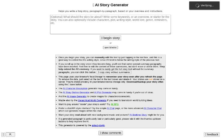 📖 AI Story Generator (free, unlimited, no sign-up)
