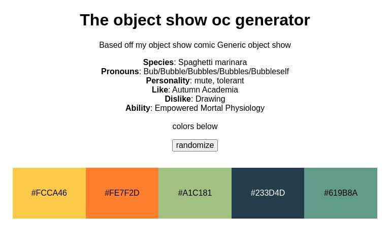The object show oc generator