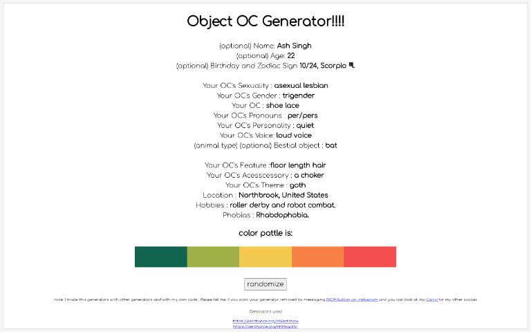 Object OC Generator!!!!