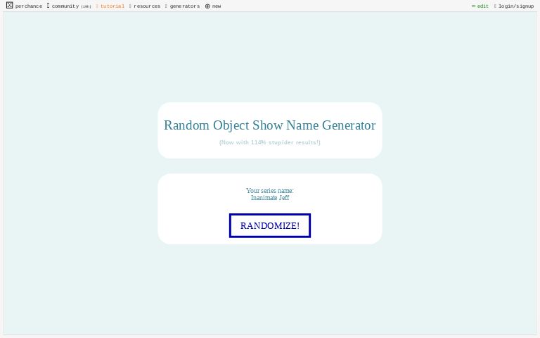 Saturate Elusive Expert Random Object Show Name Generator ― Perchance