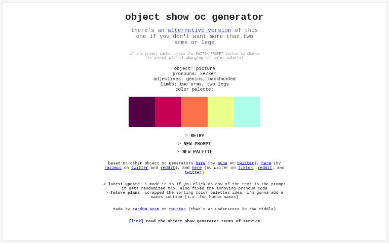 show oc generator ― Perchance